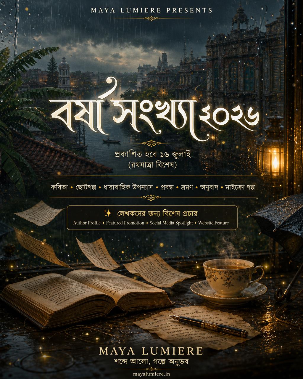 মায়া লুমিয়ার বর্ষা সংখ্যা ২০২৬ — প্রকাশিত হলো ১৬ জুলাই